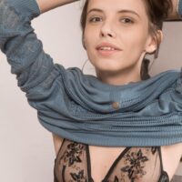 Lingerie garmented first-timer frees her puny tits and fur covered cunny from lingerie